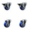 Service Caster 3'' Blue Poly Wheel Swivel Bolt Hole Caster Set with 2 Posi Lock Brakes, 4PK SCC-BH20S314-PPUB-BLUE-PLB-2-S-2 - alternate 1